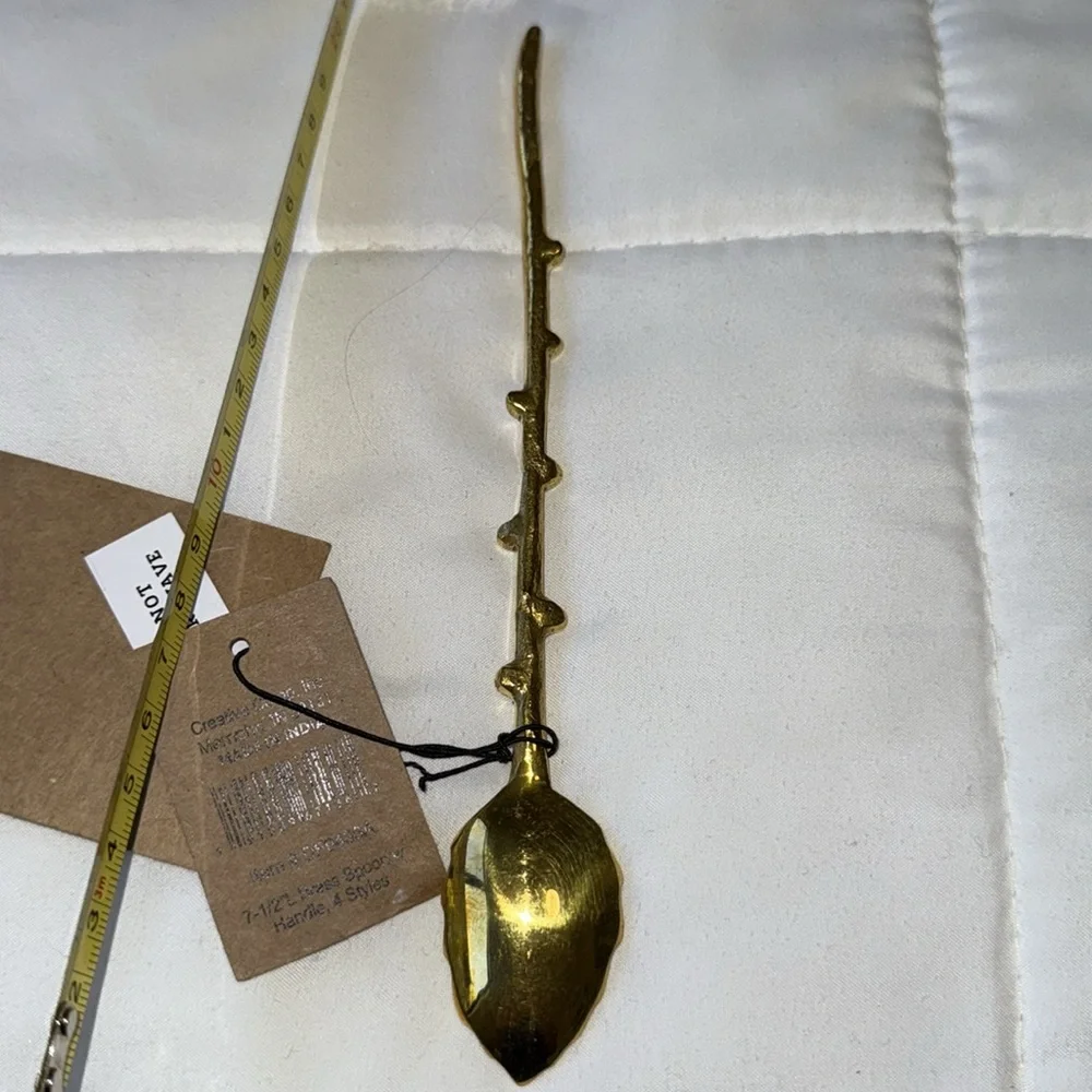Creative Co-Op Brass Leaf Spoon